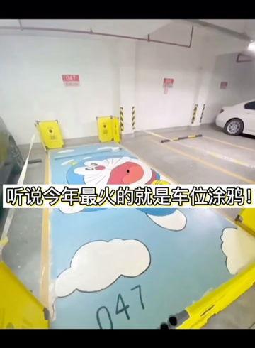 车位涂鸦热门话题,创意停车新潮流，社区文化新亮点